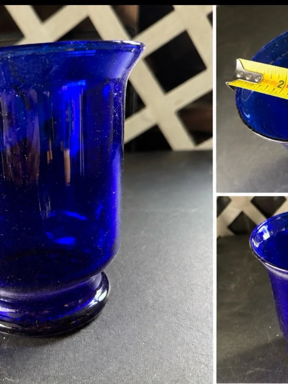 PartyLite Cobalt Blue Glass Votive Candle Holder Vintage Pedestal Tealight Cup - Picture 5 of 5